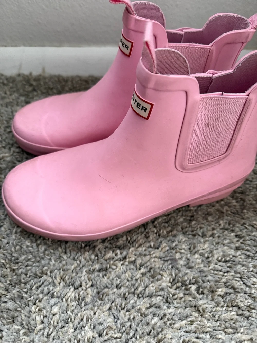 Hunter Original Chelsea Pink Rubber Ankle Rain Boots Kids UK 4 EU 37